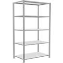 Schulte Lagertechnik Rayonnage de bureau modulaire MultiPlus150, rayonnage de base, 5 tablettes, avec butée centrale, L 1000 x P 600 x H 1800 mm, gris clair RAL 7035