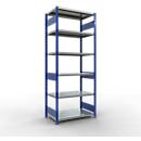 Schulte Lagertechnik Rayonnage emboîtable MULTIplus250, rayonnage de base, L 1000 x P 600 x H 2500 mm, 6 tablettes, RAL 5010 bleu gentiane/gris argenté