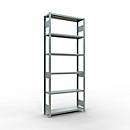 Schulte Lagertechnik Steckregal MULTIplus250, Grundregal, 6 Fachböden, 2500 x 1000 x 300 mm, Stahl, verzinkt, silbergrau, 250 kg pro Fachboden