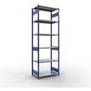 Schulte Lagertechnik Steckregal MULTIplus250, Grundregal, 7 Fachböden, 3000 x 1000 x 600 mm, 250 kg, RAL 5010 enzianblau/verzinkt