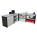 Schulte Lagertechnik système de comptoir extensible MULTIplus Set 2, en forme de L, 1 x module de départ/2 x module central/1 x module d'angle/1 x module d'extrémité, sans plans de travail