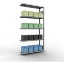 Schulte Lagertechnik Système de rayonnage à tablettes emboîtable MULTIplus 250, rayonnage annexe, verrou de longueur, 2000x1000x300 mm, 5 tablettes, galvanisé