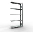 Schulte Lagertechnik Système de rayonnage à tablettes emboîtable MULTIplus 250, rayonnage annexe, verrou de longueur, 2000x1000x300 mm, 5 tablettes, galvanisé