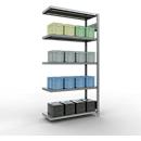 Schulte Lagertechnik Système de rayonnage à tablettes emboîtable MULTIplus 250, rayonnage annexe, verrou de longueur, 2000x1000x400 mm, 5 tablettes, galvanisé