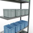Schulte Lagertechnik Système de rayonnage à tablettes emboîtable MULTIplus 250, rayonnage annexe, verrou de longueur, 2000x1000x400 mm, 5 tablettes, galvanisé