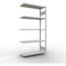 Schulte Lagertechnik Système de rayonnage à tablettes emboîtable MULTIplus 250, rayonnage annexe, verrou de longueur, 2000x1000x400 mm, 5 tablettes, gris clair