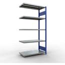 Schulte Lagertechnik Système de rayonnage à tablettes emboîtable MULTIplus 250, rayonnage annexe, verrou de longueur, 2000x1000x500 mm, 5 tablettes, bleu gentiane/galvanisé