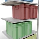 Schulte Lagertechnik Système de rayonnage à tablettes emboîtable MULTIplus 250, rayonnage annexe, verrou de longueur, 2000x1000x800 mm, 5 tablettes, gris clair