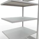 Schulte Lagertechnik Système de rayonnage à tablettes emboîtable MULTIplus 250, rayonnage annexe, verrou de longueur, 2000x1000x800 mm, 5 tablettes, gris clair