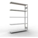 Schulte Lagertechnik Système de rayonnage à tablettes emboîtable MULTIplus 250, rayonnage annexe, verrou de longueur, 2000x1300x300 mm, 5 tablettes, gris clair