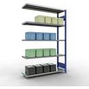 Schulte Lagertechnik Système de rayonnage à tablettes emboîtable MULTIplus 250, rayonnage annexe, verrou de longueur, 2000x1300x400 mm, 5 tablettes, gris clair