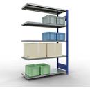 Schulte Lagertechnik Système de rayonnage à tablettes emboîtable MULTIplus 250, rayonnage annexe, verrou de longueur, 2000x1300x500 mm, 5 tablettes, gris clair