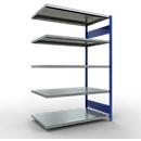 Schulte Lagertechnik Système de rayonnage à tablettes emboîtable MULTIplus 250, rayonnage annexe, verrou de longueur, 2000x1300x800 mm, 5 tablettes, gris clair