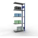 Schulte Lagertechnik Système de rayonnage à tablettes emboîtable MULTIplus 250, rayonnage annexe, verrou de longueur, 2000x750x300 mm, 5 tablettes, bleu gentiane/galvanisé