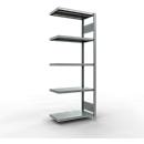Schulte Lagertechnik Système de rayonnage à tablettes emboîtable MULTIplus 250, rayonnage annexe, verrou de longueur, 2000x750x400 mm, 5 tablettes, galvanisé