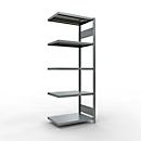 Schulte Lagertechnik Système de rayonnage à tablettes emboîtable MULTIplus 250, rayonnage annexe, verrou de longueur, 2000x750x600 mm, 5 tablettes, galvanisé