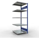 Schulte Lagertechnik Système de rayonnage à tablettes emboîtable MULTIplus 250, rayonnage annexe, verrou de longueur, 2000x750x800 mm, 5 tablettes, bleu gentiane/galvanisé