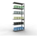 Schulte Lagertechnik Système de rayonnage à tablettes emboîtable MULTIplus 250, rayonnage annexe, verrou de longueur, 2500x1000x400 mm, 6 tablettes, galvanisé