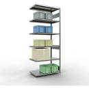 Schulte Lagertechnik Système de rayonnage à tablettes emboîtable MULTIplus 250, rayonnage annexe, verrou de longueur, 2500x1000x600 mm, 6 tablettes, galvanisé