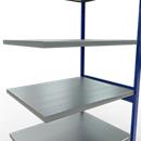 Schulte Lagertechnik Système de rayonnage à tablettes emboîtable MULTIplus 250, rayonnage annexe, verrou de longueur, 2500x1000x800 mm, 6 tablettes, bleu gentiane/galvanisé