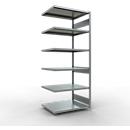 Schulte Lagertechnik Système de rayonnage à tablettes emboîtable MULTIplus 250, rayonnage annexe, verrou de longueur, 2500x1000x800 mm, 6 tablettes, galvanisé