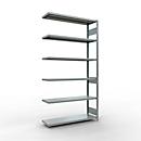 Schulte Lagertechnik Système de rayonnage à tablettes emboîtable MULTIplus 250, rayonnage annexe, verrou de longueur, 2500x1300x400 mm, 6 tablettes, galvanisé