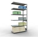 Schulte Lagertechnik Système de rayonnage à tablettes emboîtable MULTIplus 250, rayonnage annexe, verrou de longueur, 2500x1300x600 mm, 6 tablettes, galvanisé