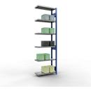 Schulte Lagertechnik Système de rayonnage à tablettes emboîtable MULTIplus 250, rayonnage annexe, verrou de longueur, 2500x750x300 mm, 6 tablettes, bleu gentiane/galvanisé
