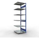Schulte Lagertechnik Système de rayonnage à tablettes emboîtable MULTIplus 250, rayonnage annexe, verrou de longueur, 2500x750x800 mm, 6 tablettes, bleu gentiane/galvanisé