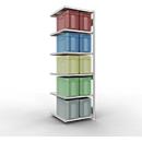 Schulte Lagertechnik Système de rayonnage à tablettes emboîtable MULTIplus 250, rayonnage annexe, verrou de longueur, 2500x750x800 mm, 6 tablettes, gris clair