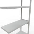 Schulte Lagertechnik Système de rayonnage à tablettes emboîtable MULTIplus 250, rayonnage annexe, verrou de longueur, 3000x1000x400 mm, 7 tablettes, gris clair