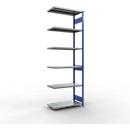 Schulte Lagertechnik Système de rayonnage à tablettes emboîtable MULTIplus 250, rayonnage annexe, verrou de longueur, 3000x1000x500 mm, 7 tablettes, bleu gentiane/galvanisé