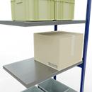 Schulte Lagertechnik Système de rayonnage à tablettes emboîtable MULTIplus 250, rayonnage annexe, verrou de longueur, 3000x1000x600 mm, 7 tablettes, bleu gentiane/galvanisé