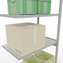 Schulte Lagertechnik Système de rayonnage à tablettes emboîtable MULTIplus 250, rayonnage annexe, verrou de longueur, 3000x1000x600 mm, 7 tablettes, gris clair