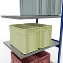 Schulte Lagertechnik Système de rayonnage à tablettes emboîtable MULTIplus 250, rayonnage annexe, verrou de longueur, 3000x1000x800 mm, 7 tablettes, bleu gentiane/galvanisé