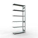 Schulte Lagertechnik Système de rayonnage à tablettes emboîtable MULTIplus 250, rayonnage annexe, verrou de longueur, 3000x1300x400 mm, 7 tablettes, galvanisé