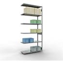 Schulte Lagertechnik Système de rayonnage à tablettes emboîtable MULTIplus 250, rayonnage annexe, verrou de longueur, 3000x1300x500 mm, 7 tablettes, galvanisé
