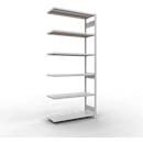 Schulte Lagertechnik Système de rayonnage à tablettes emboîtable MULTIplus 250, rayonnage annexe, verrou de longueur, 3000x1300x500 mm, 7 tablettes, gris clair