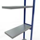Schulte Lagertechnik Système de rayonnage à tablettes emboîtable MULTIplus 250, rayonnage annexe, verrou de longueur, 3000x750x300 mm, 7 tablettes, bleu gentiane/galvanisé