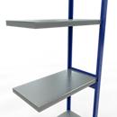 Schulte Lagertechnik Système de rayonnage à tablettes emboîtable MULTIplus 250, rayonnage annexe, verrou de longueur, 3000x750x400 mm, 7 tablettes, bleu gentiane/galvanisé