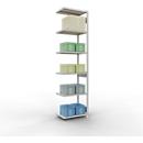 Schulte Lagertechnik Système de rayonnage à tablettes emboîtable MULTIplus 250, rayonnage annexe, verrou de longueur, 3000x750x500 mm, 7 tablettes, gris clair