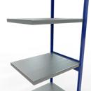 Schulte Lagertechnik Système de rayonnage à tablettes emboîtable MULTIplus 250, rayonnage annexe, verrou de longueur, 3000x750x600 mm, 7 tablettes, bleu gentiane/galvanisé