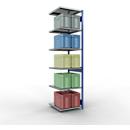 Schulte Lagertechnik Système de rayonnage à tablettes emboîtable MULTIplus 250, rayonnage annexe, verrou de longueur, 3000x750x800 mm, 7 tablettes, bleu gentiane/galvanisé