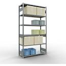Schulte Lagertechnik Système de rayonnage à tablettes emboîtables MULTIplus 250, élément de base, verrou de longueur, 2500x1300x500 mm, 6 tablettes, galvanisé