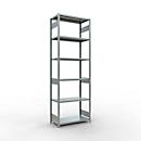 Schulte Lagertechnik Système de rayonnage à tablettes emboîtables MULTIplus 250, élément de base, verrou de longueur, 3000x1000x500 mm, 7 tablettes, galvanisé