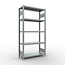 Schulte Lagertechnik Système de rayonnage à tablettes emboîtables MULTIplus 250, rayonnage de base, verrou de longueur, 2000x1000x400 mm, 5 tablettes, galvanisé
