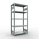 Schulte Lagertechnik Système de rayonnage à tablettes emboîtables MULTIplus 250, rayonnage de base, verrou de longueur, 2000x1000x500 mm, 5 tablettes, galvanisé
