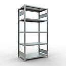 Schulte Lagertechnik Système de rayonnage à tablettes emboîtables MULTIplus 250, rayonnage de base, verrou de longueur, 2000x1000x600 mm, 5 tablettes, galvanisé