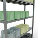 Schulte Lagertechnik Système de rayonnage à tablettes emboîtables MULTIplus 250, rayonnage de base, verrou de longueur, 2000x1300x400 mm, 5 tablettes, galvanisé