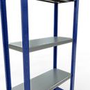 Schulte Lagertechnik Système de rayonnage à tablettes emboîtables MULTIplus 250, rayonnage de base, verrou de longueur, 2000x750x300 mm, 5 tablettes, bleu gentiane/galvanisé